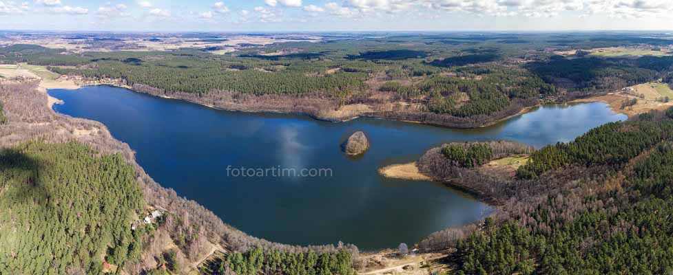 Jezioro Giłwa z lotu ptaka – Panorama 360 z drona